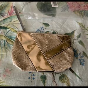 NWT Estee Lauder gold wristlet bag